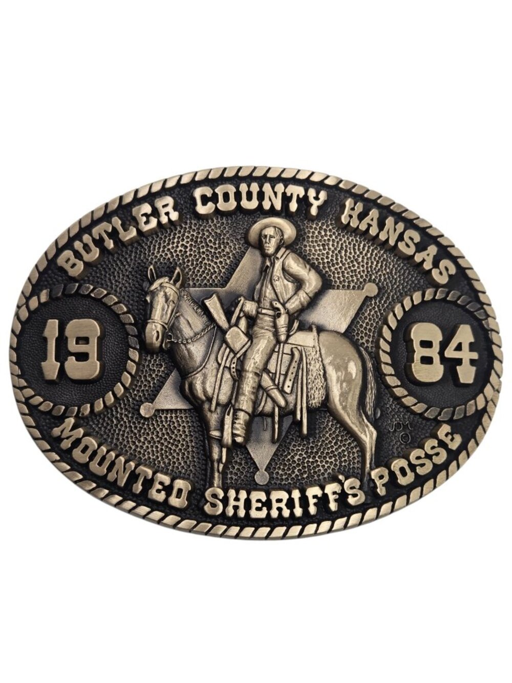 Butler County Kansas Belt Buckle Mounted Sheriffs Posse 1984 Limited Edition